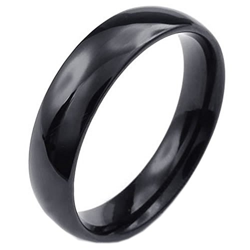 Konov Jewelry Mens Womens Stainless Steel Ring, 5mm, Comfort Fit Band, Black, with Gift Bag, C22927
