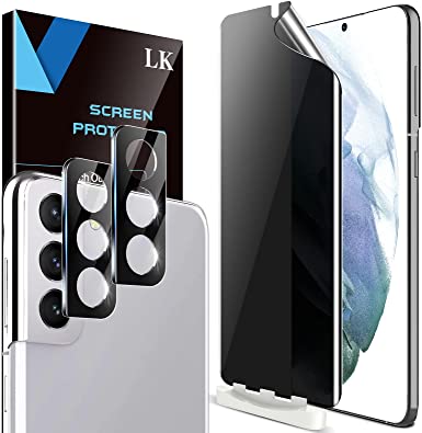 3 Pack LK 1 Pack Anti Spy Privacy Screen Protector for Samsung Galaxy S21   2 Pack Camera Lens Protector for Samsung Galaxy S21 6.2 inch, Positioning Tool,HD Ultra-Thin,Anti-Scratch, Flexible TPU Film