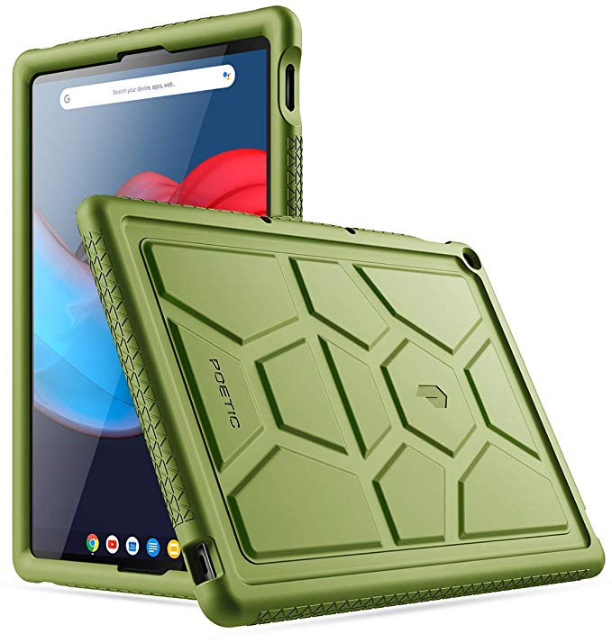 Poetic TurtleSkin Series Designed for Google Pixel Slate 12.3 Inch case, Heavy Duty Shockproof Kids Friendly Silicone Bumper Protective Case Cover, Olive