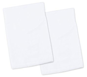 2 White Toddler Pillowcases - Envelope Style - 13x18 - 100% Cotton With Soft Sateen Weave - Machine Washable