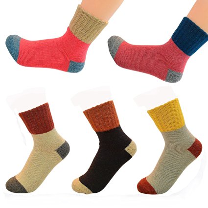 Lystaii 5 Pairs Crew Socks Soft Wool Women Lady Socks Random Color