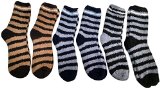6 Pair Of excell Mens Striped Winter Warm Fuzzy Socks Sock Size 10-13