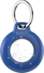 Belkin Waterproof Apple AirTag Secure Holder with Key Ring, Durable Scratch-Resistant AirTag Case, Protective AirTag Keychain Accessory for Keys, Pets, Luggage, Backpacks, and More - Blue