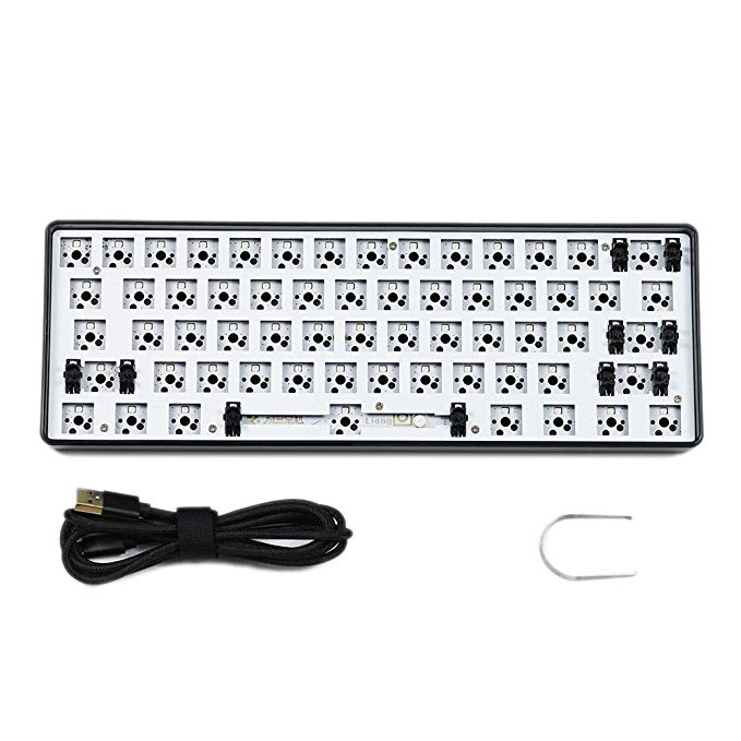 GH60 GK61 RGB Hot Swap Independent Driver Tyce-C ANSI Mechanical Keyboard DIY kit Plastic Case CNC Aluminum Case Plate PCB (Plastic Case)