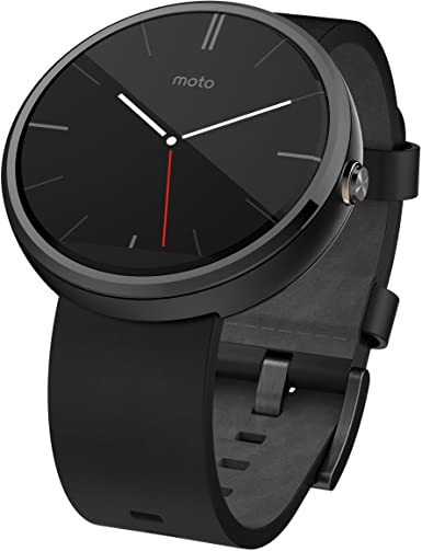 Motorola Moto 360 - Black Leather Smart Watch