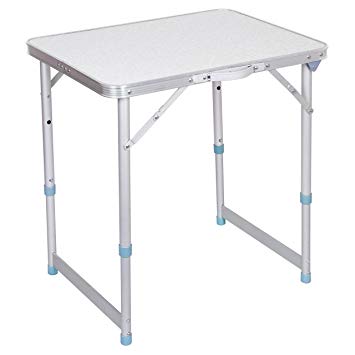 Portable Folding Camp Table with Carrying Handle, Adjustable Picnic Table for Indoor and Outdoor Use