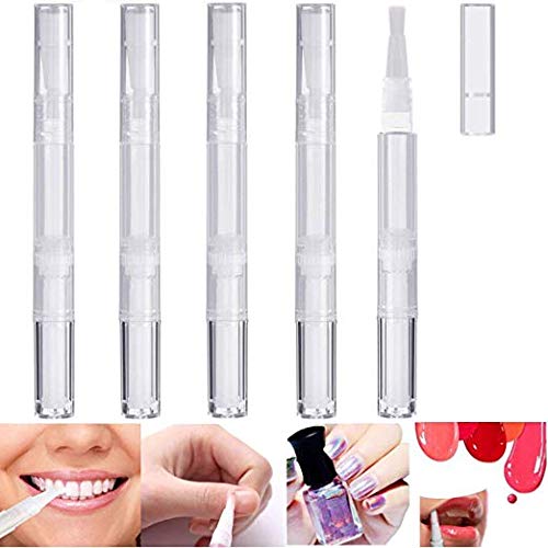 5 Pack 3ml Transparent Empty Nail Oil Twist Pen Cosmetic Container Lip Gloss Brush Applicators Eyelash Growth Liquid Tube with 5 Pack 3ml Plastic Graduated Transfer Pipettes