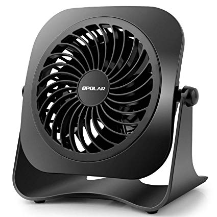 OPOLAR 4 Inch Mini USB Desk Fan, 2 Speeds, Lower Noise, USB Powered, 360° Up and Down, 3.8 ft Cable, Powerful Black Fan for Home and Office