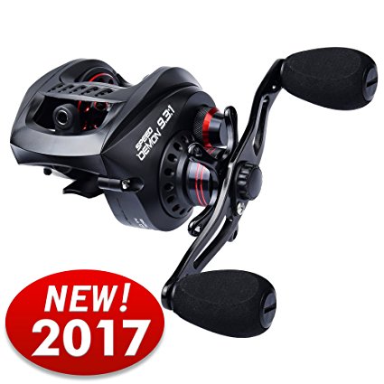 KastKing Speed Demon 9.3:1 Baitcasting Fishing Reel – World’s Fastest Baitcaster – 12 1 Shielded Ball Bearings – Carbon Fiber Drag – Affordable - New for 2017!