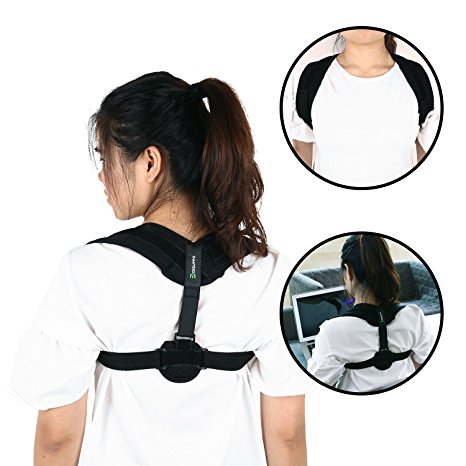 Upper Back Posture Corrector for Women Men, Adjustable Comfortable Clavicle Support to Improve Hunchback, Kyphosis, Computer Sitting,Shoulder Alignment, Upper Back Pain Relief (25"-35")by DISUPPO (M)