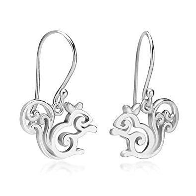 925 Sterling Silver Little Squirrel Dangle Hook Earrings