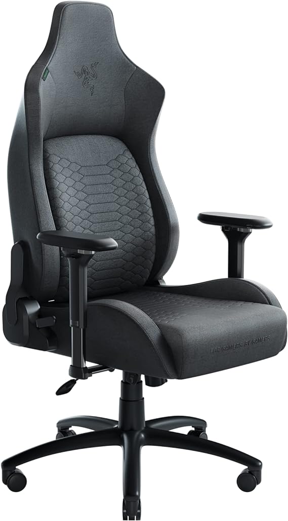 Razer Iskur Fabric Gaming Chair: Ergonomic Lumbar Support System - Ultra-Soft Spill-Resistant Fabric - Durable Foam Cushions - 4D Armrests - Engineered to Carry - Foam Head Cushion - Dark Gray XL