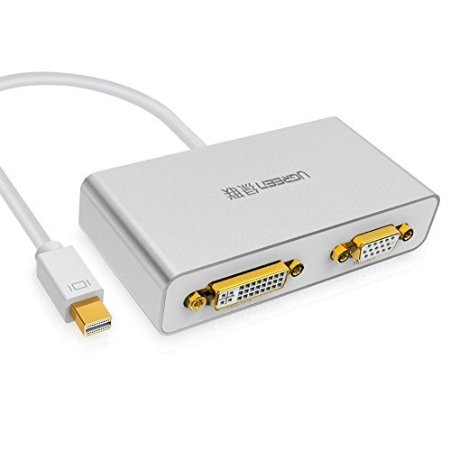 Ugreen Mini DisplayPort/Thunderbolt Port to HDMI/DVI/VGA Male to Female 3-in-1 Adapter 1080P Resolution via HDMI