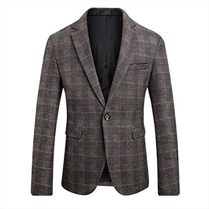 SUSIELADY Men's Blazer Jacket Herringbone Sport Coat Smart Formal Dinner Cotton Suits Slim Fit One Button Notch Lapel Coat