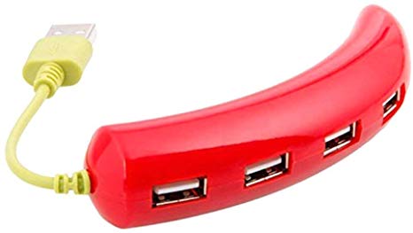 High Speed USB 2.0 Hub 4 Port Splitter Cable Adapter Creative Extender Adorable Fruit Vegetable Shape Design Portable Pattern for PC Mac Laptop Notebook (Pepper)
