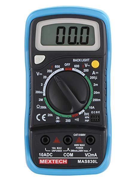 Mextech MAS830L 3 Digit, 1999 Counts, 600 AC/DC Voltage Digital Multimeter