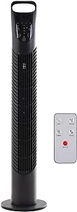 HOMCOM Ventilateur colonne silencieux 40W minuterie 3 vitesses 3 modes télécommande panneau contrôle tactile tour oscillant à 70° Ø 18 x 78,5H cm Noir