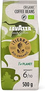 Lavazza, Tierra For Planet, Coffee Beans, Ideal for Espresso Machines, with Fruity and Flowery Aromatic Notes, Mild and Fruity Taste, 100% Organic Arabica, Intensity 6/10, Light Roast, Pack of 500g