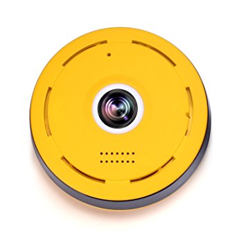 Esun Panoramic WiFi HD Home Business Security IP Camera-360° coverage without any blind spot (Yellow)