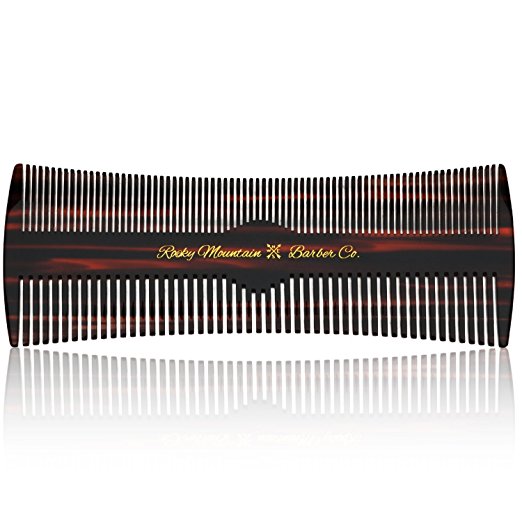 Hair Comb - Fine and Medium Tooth Comb for Head Hair, Beard, Mustache - Warp Resistant, No Snag Design with Contour Sides Crafted from Cellulose Acetate