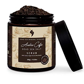 Natural and Organic Coffee Scrub Dead Sea Salt, Coconut Oil and Shea Butter - Face Scrub & Exfoliating Body Scrub. Best for Acne Treatment, Cellulite, Stretch Marks and Varicose Veins (10.58 Oz).