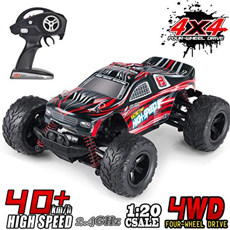 MaxTronic RC Car 1:20 4WD High Speed Off Road Remote Control Car 45km/h 2.4GHz All Terrain Radio Controlled Racing Monster Truck 1500mAh Lithium Battery (red)