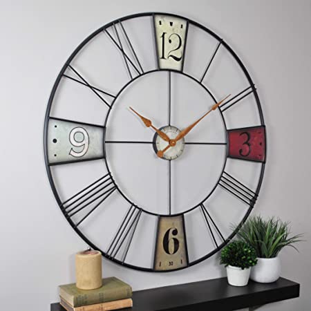 FirsTime & Co. Vibrant Plaques Wall Clock, 36", Multicolor