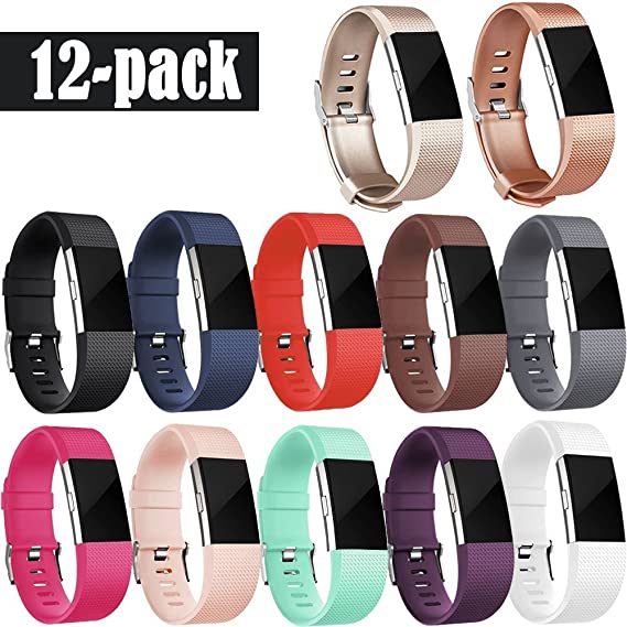 Vancle Replacement Bands Compatible for Fitbit Charge 2 Bands, Soft Silicone Accessory Strap for Fitbit Charge 2 Small Large, No Tracker