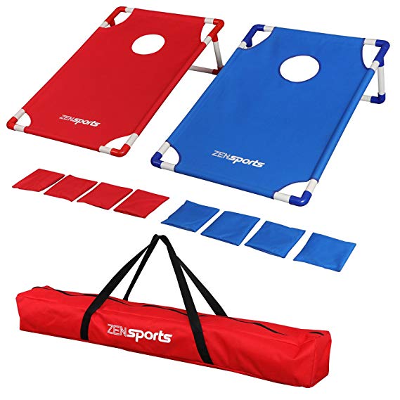 ZENY 3' x 2'/4' x 2' Portable Beanbag CornHole Game Set with 8 Bean Bags and Carrying Case for Tailgate Party Backyard BBQ