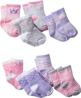 Gerber baby-girls 8-pair Wiggle Proof Sock