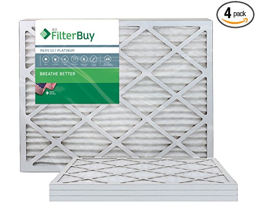 FilterBuy 16x30x1 MERV 13 Pleated AC Furnace Air Filter, (Pack of 4 Filters), 16x30x1 – Platinum