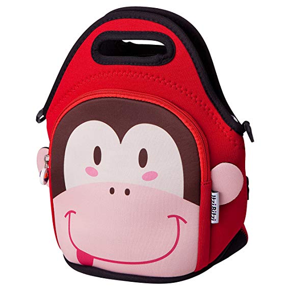 Waterproof, Insulated Kids Neoprene Lunch Bag with Adjustable Strap by Itzi Bitzi | Unique, Fun Children's Lunch Bag and Backpack | Lightweight Lunch Tote with Handle for Easy Carrying - Monkey