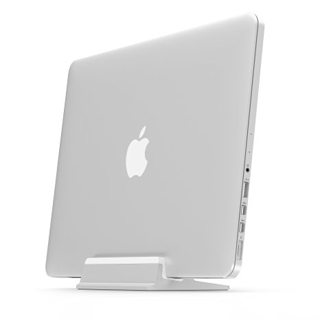 UPPERCASE KRADL Pro Small Profile Aluminum Vertical Stand for Retina MacBook Pro 13" or 15", Silver/White