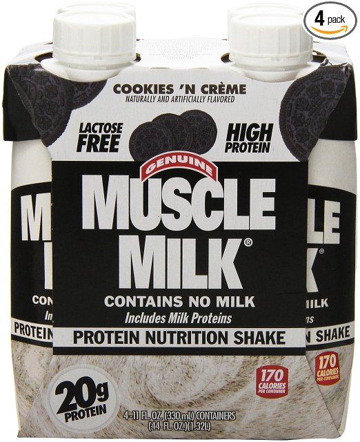 Muscle Milk Genuine Ready-To-Drink Shake, Cookies and Creme, 11 Oz (Pack of 4)