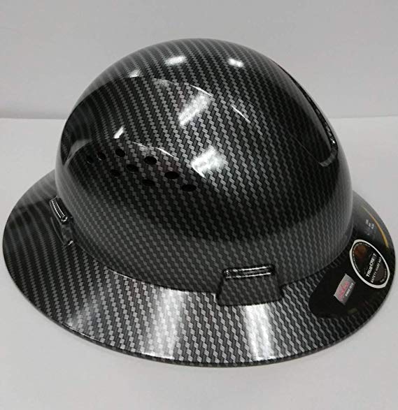 HDPE Hydro Dipped Black Full Brim Hard Hat with Fas-trac Suspension