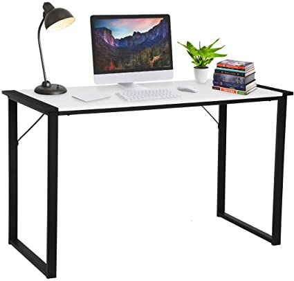 Computer Desk 47", KingSo Study Desk for Home Office Modern Simple Design PC Laptop Desk, Wood Notebook Writing Table, Metal Frame Study Desk, (Black)