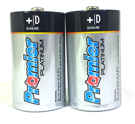 Two-Pack D Cell Promier Alkaline Batteries