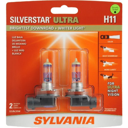 SYLVANIA H11 SilverStar Ultra High Performance Halogen Headlight Bulb, (Contains 2 Bulbs)