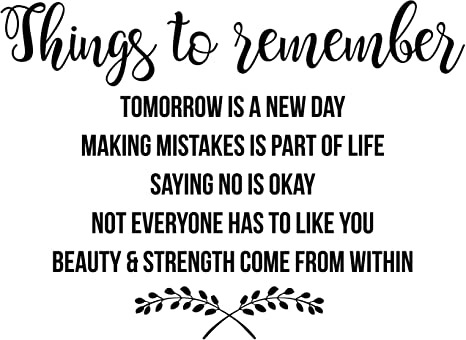 My Vinyl Story Things to Remember Inspirational Wall Decal Motivational Office Decor Quote Inspired Motivated Positive Focused Wall Art Vinyl Wall Decal School Classroom Words and Saying 29x22 in