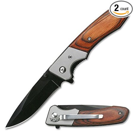 TAC Force TF-469 Gentleman's Assisted Opening Folding Knife, Black Straight Edge Blade, Brown Pakkawood Handle, 4-Inch Closed