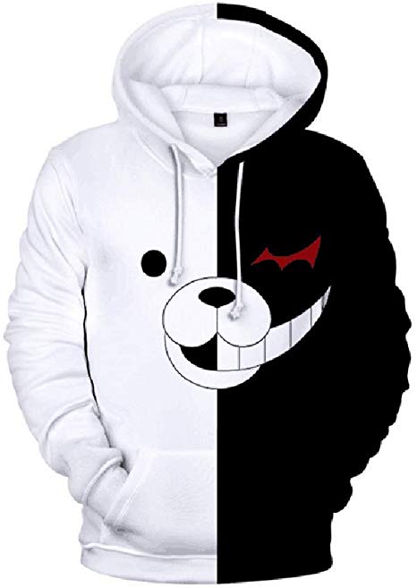 UU-Style Danganronpa Monokuma Black&White Bear Halloween 3D Pullover Hoodie Sweatshirts Jacket Cosplay Costume Unisex