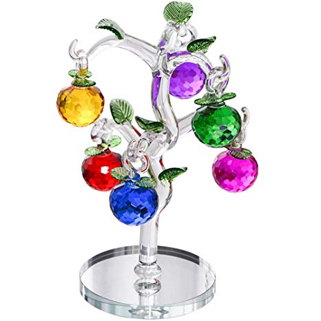 Crystal Apple Tree Decorative Artificial Tree Colorful Crystal Ornaments for Home Bedroom Office Bar Desk Decoration Party Wedding Xmas Birthday Festival Gifts