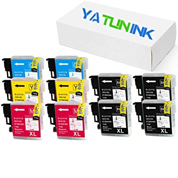 YATUNINK Compatible for Brother LC61 LC-61 Series Ink Cartridge (4BK 2C 2M 2Y) Work with Brother MFC-J415W MFC-6490CW MFC-5490CN MFC-255CW