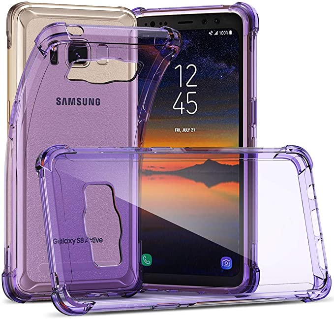 Galaxy S8 Active Case, CASEVASN [Shockproof] Anti-Scratches TPU Gel Slim Fit Soft Skin Silicone Protective Case Cover for Samsung Galaxy S8 Active (Purple)