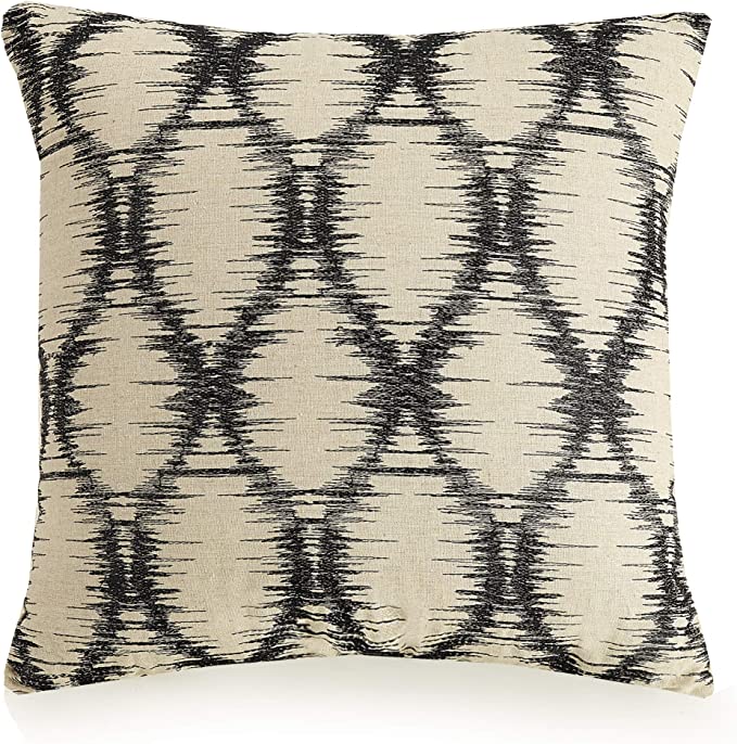 Ayesha Curry Natural Instincts Double Cloth Decorative Pillow, Ogee 16 x 16 in, Black