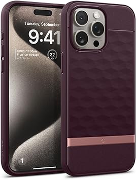 Caseology Parallax Mag for iPhone 15 Pro Case 5G [Enhanced Ergonomic Design Compatible with Magsafe] Military Grade Drop Tested (2023) - Burgundy