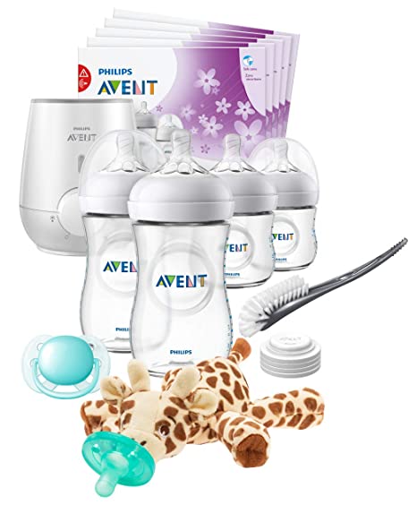 Philips AVENT Natural All in One Gift Set with Snuggle Giraffe, SCD205/08, White