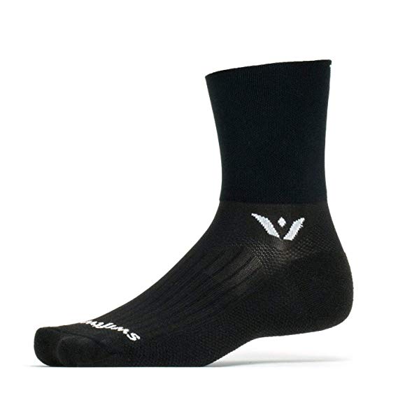 Swiftwick- ASPIRE FOUR | Socks Built for Trail Running & Cycling | Fast Drying, Firm Compression Crew Socks