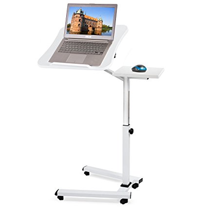 Tatkraft Like Laptop Table Stand on Wheels with Mouse Pad White 67 X 52 X 70-99.5H cm