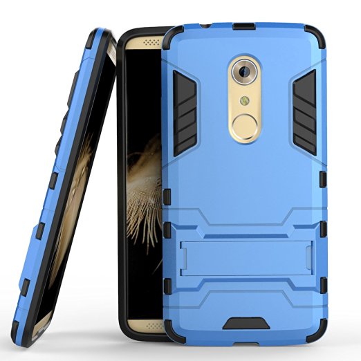 Axon 7 Case, ZTE Axon 7 Case, MicroP(TM) Dual Layer Armor Hard Slim Hybrid Kickstand Phone Cover Case for ZTE Axon 7 (Blue Kickstand Case)